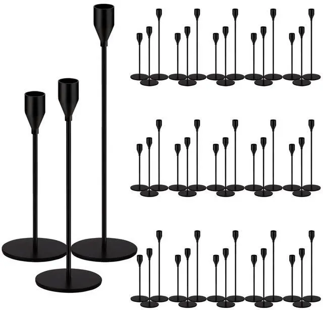 Main image of 48 Pack Candle Holders Taper Candle Holders Tall Metal Candle Stands Holders for Table Centerpiece Modern Pillar & Home Wedding Decor, Matte Black