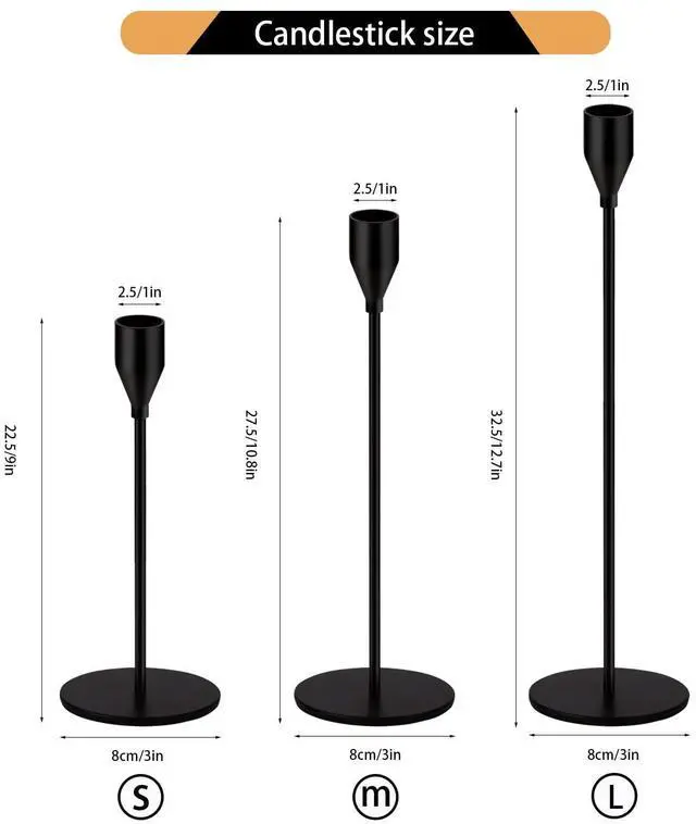 Alt view image 2 of 7 - 48 Pack Candle Holders Taper Candle Holders Tall Metal Candle Stands Holders for Table Centerpiece Modern Pillar & Home Wedding Decor, Matte Black