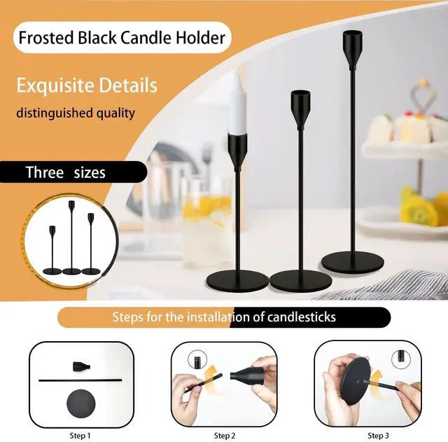 Alt view image 4 of 7 - 48 Pack Candle Holders Taper Candle Holders Tall Metal Candle Stands Holders for Table Centerpiece Modern Pillar & Home Wedding Decor, Matte Black