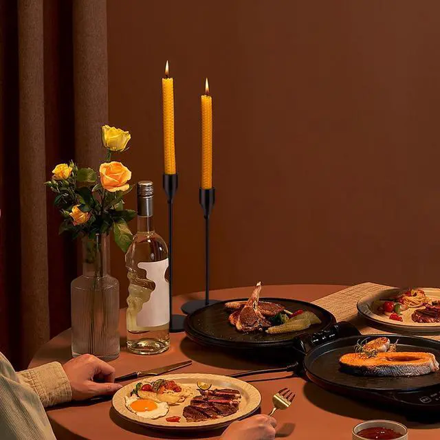 Alt view image 6 of 7 - 48 Pack Candle Holders Taper Candle Holders Tall Metal Candle Stands Holders for Table Centerpiece Modern Pillar & Home Wedding Decor, Matte Black