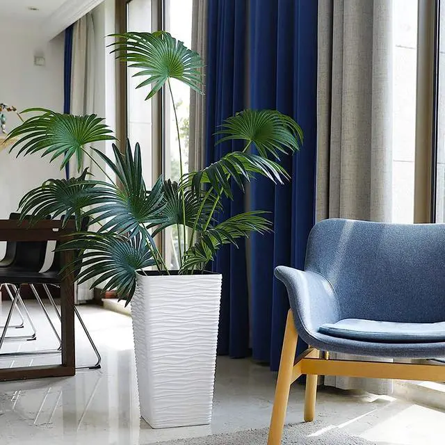 Alt view image 3 of 7 - Garden 22" Tall Planters Set of 2 - Plastic White Square Plant Pots - Modern Big Tapered Matte Wavy Tree Flower Pot for Indoor Outdoor Porch Deck
