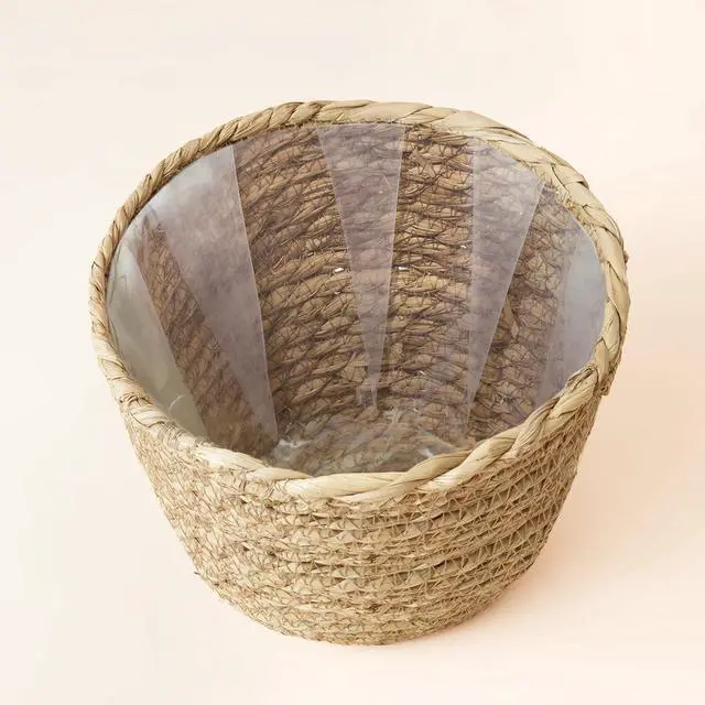 Alt view image 4 of 6 - Natural Seagrass Large Planter, Plant Pots Cover, Indoor Planters Flower Pots, 13.5+12+9 inch Pack 3