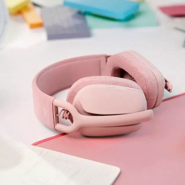 Alt view image 2 of 7 - Zone Vibe 100 Lightweight Wireless Over Ear Headphones with Noise Canceling Microphone, Advanced Multipoint Bluetooth Headset, Works with Teams, Google Meet, Zoom, Mac/PC - Rose