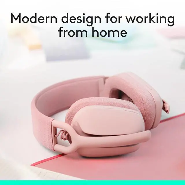Alt view image 3 of 7 - Zone Vibe 100 Lightweight Wireless Over Ear Headphones with Noise Canceling Microphone, Advanced Multipoint Bluetooth Headset, Works with Teams, Google Meet, Zoom, Mac/PC - Rose