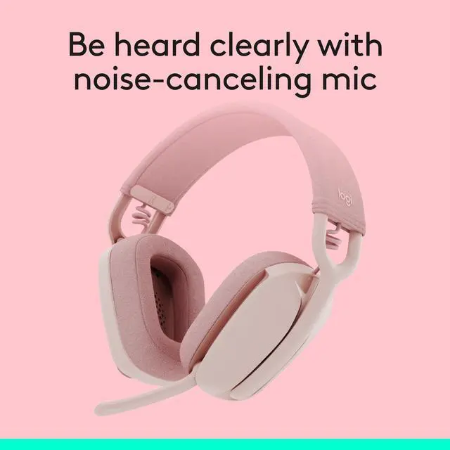 Alt view image 4 of 7 - Zone Vibe 100 Lightweight Wireless Over Ear Headphones with Noise Canceling Microphone, Advanced Multipoint Bluetooth Headset, Works with Teams, Google Meet, Zoom, Mac/PC - Rose