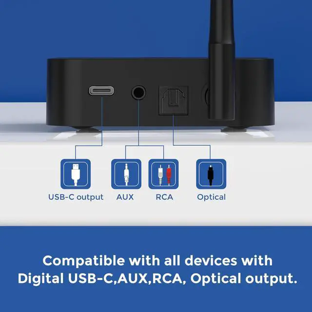 Alt view image 7 of 7 - Wireless Headphones for TV, Over-Ear Bluetooth 5.3 TV Headset for Seniors, 196ft Wireless Range Support Optical,AUX, RCA and USB Output,High Volume, Hi-Fi Audio&No Delay,Up to 30 Hours Playtime