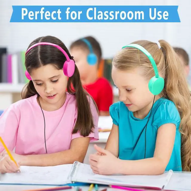 Alt view image 4 of 7 - 50 Pack Bulk Headphones for Classroom School, Durable Wholesale Headphones for Student Boys Girls Adults,3.5mm Jack for Computer Kindle Chromebook(10 Color)