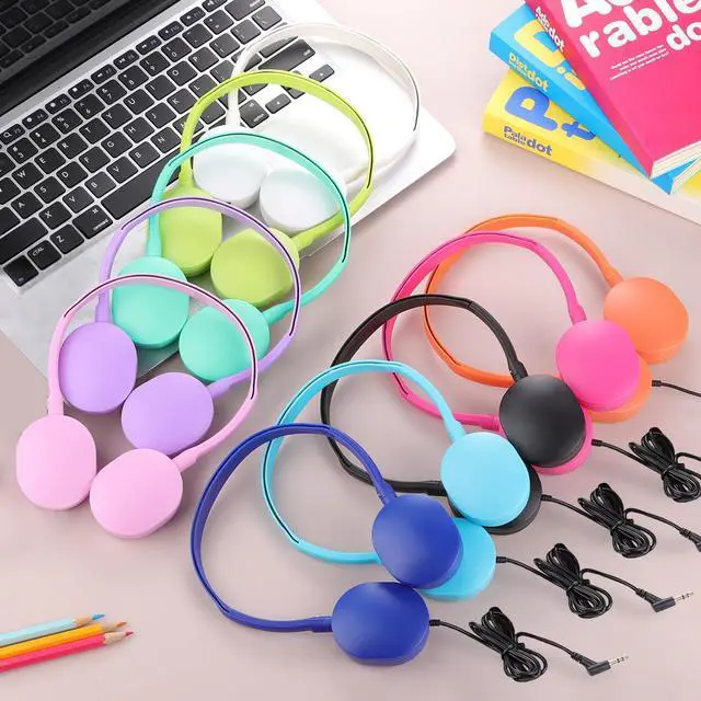 Alt view image 7 of 7 - 50 Pack Bulk Headphones for Classroom School, Durable Wholesale Headphones for Student Boys Girls Adults,3.5mm Jack for Computer Kindle Chromebook(10 Color)