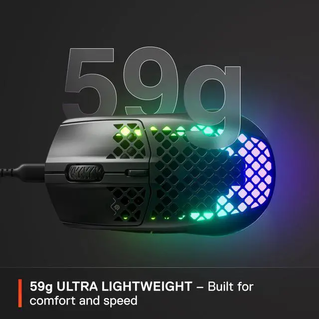 Alt view image 4 of 6 - Aerox 3 - Holey RGB Gaming Mouse - Ultra-lightweight Water Resistant Design - 8,500 DPI TrueMove Core Optical Sensor - Onyx