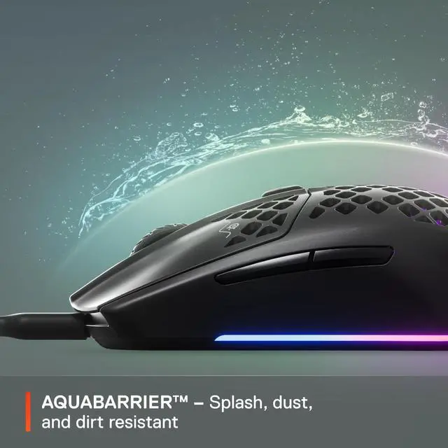 Alt view image 5 of 6 - Aerox 3 - Holey RGB Gaming Mouse - Ultra-lightweight Water Resistant Design - 8,500 DPI TrueMove Core Optical Sensor - Onyx