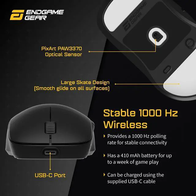 Alt view image 5 of 7 - XM2we Wireless Gaming Mouse, Programmable Mouse with 5 Buttons and 19,000 DPI, Black
