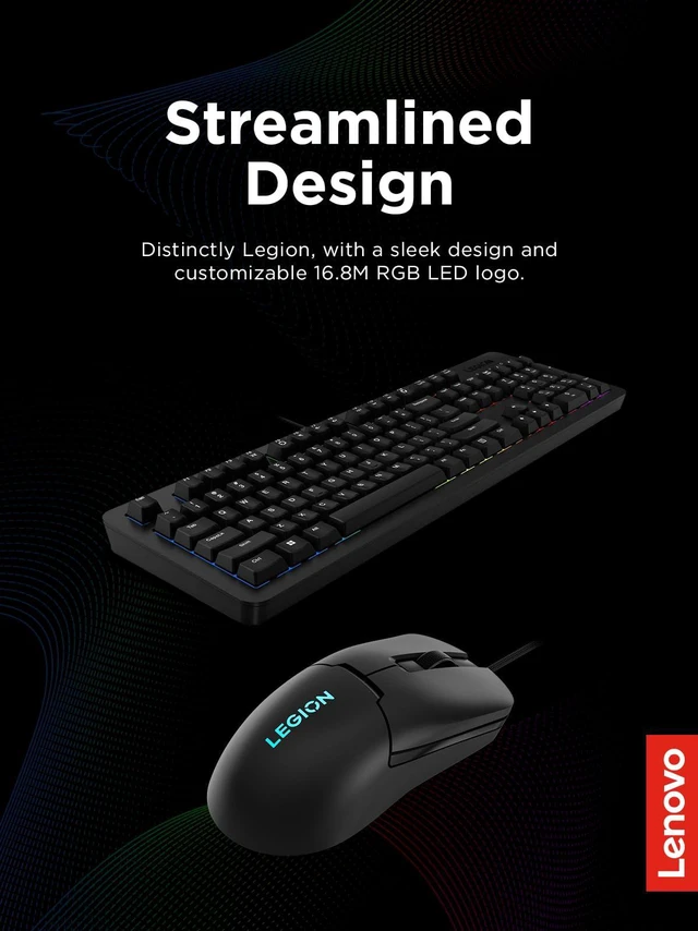 Alt view image 2 of 7 - Lenovo Legion KM310 RGB Wired Gaming Keyboard & Mouse Combo - K310 Keyboard w/Silent Operation & Compact Water-Resistant Design - M300S Mouse with 8000 Adjustable DPI, 220 IPS, 6 Programmable Buttons