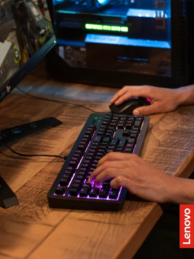 Alt view image 7 of 7 - Lenovo Legion KM310 RGB Wired Gaming Keyboard & Mouse Combo - K310 Keyboard w/Silent Operation & Compact Water-Resistant Design - M300S Mouse with 8000 Adjustable DPI, 220 IPS, 6 Programmable Buttons