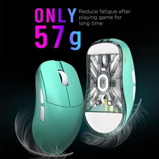 Alt view image 6 of 7 - Atlantis OG V2 PRO Wireless Gaming Mouse, Ultra Lightweight 57g, Mechanical Switch,26000 DPI,Symmetrical,MCU Nordic 52840,Silver TTC, PAW3395 Sensor (Elegant Blue)-Coming with 1K Dongle