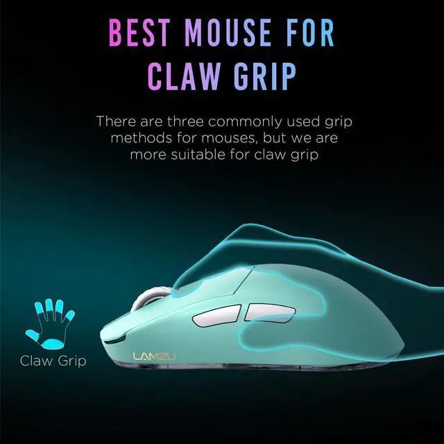 Alt view image 7 of 7 - Atlantis OG V2 PRO Wireless Gaming Mouse, Ultra Lightweight 57g, Mechanical Switch,26000 DPI,Symmetrical,MCU Nordic 52840,Silver TTC, PAW3395 Sensor (Elegant Blue)-Coming with 1K Dongle