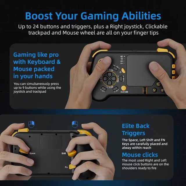 Alt view image 6 of 7 - GTP01 2.4G Wireless Gaming Touchpad with Gyro, Keyboard and Mouse with Trackpad Function Game Controller Gamepad Shape for Xbox Series X|S, Xbox One, PS5, PS4, Steam, PC Windows 11 10 - Black2