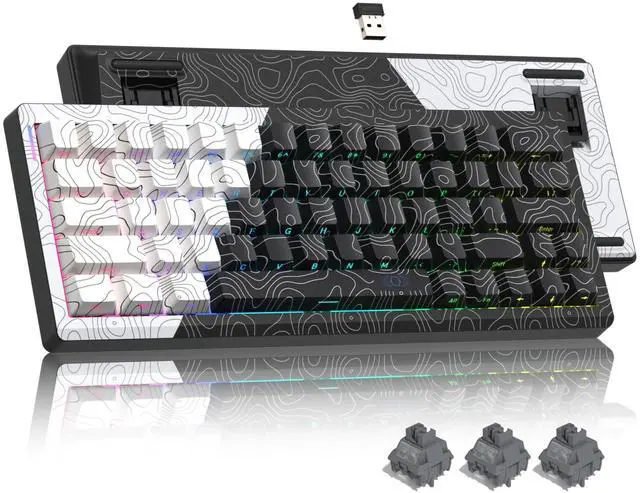 Main image of 60% Percent Keyboard Wireless with QMK/VIA, Gaming Keyboard Topographic, Creamy Mechanical Key Board, RGB Custom Gasket Hot Swappable for Windows & Mac-POM Linear Switch (Q61)