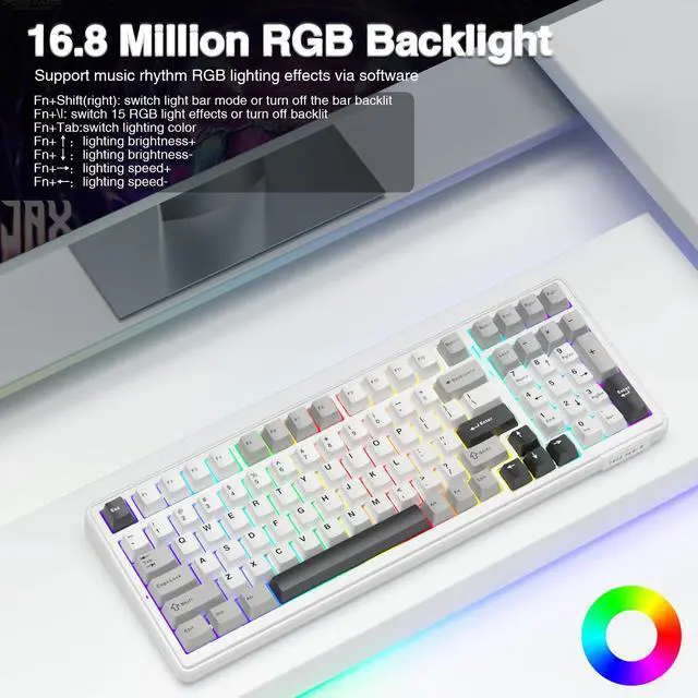 Alt view image 2 of 7 - F99 Wireless Mechanical Keyboard,Tri-Mode BT5.0/2.4GHz/USB-C Hot Swappable Custom Keyboard,Pre-lubed Linear Switches,RGB Backlit Computer Gaming Keyboards for PC/Tablet/PS/Xbox