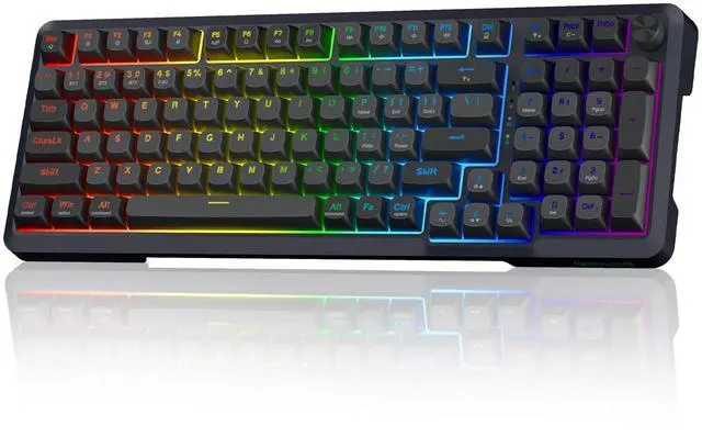 Main image of Wireless Mechanical Keyboard, 3 Mode Gasket Mounted RGB Gaming Keyboard with Volume Knob, Pre-Lubed Linear Switches, MDA-Profile, 98 Keys Hot Swappable Creamy Keyboard for PC/Tablet/Xbox/PS4