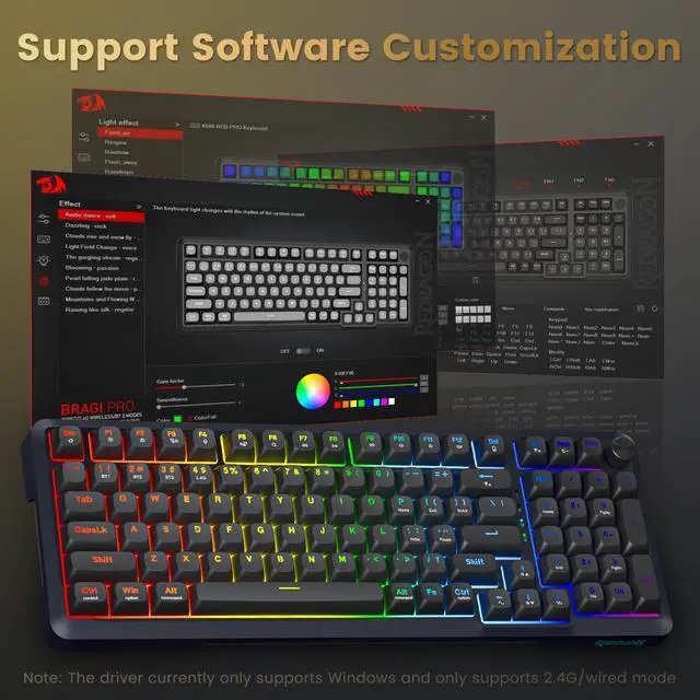 Alt view image 7 of 7 - Wireless Mechanical Keyboard, 3 Mode Gasket Mounted RGB Gaming Keyboard with Volume Knob, Pre-Lubed Linear Switches, MDA-Profile, 98 Keys Hot Swappable Creamy Keyboard for PC/Tablet/Xbox/PS4