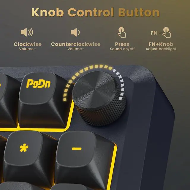 Alt view image 6 of 7 - Wireless Mechanical Keyboard, 3 Mode Gasket Mounted RGB Gaming Keyboard with Volume Knob, Pre-Lubed Linear Switches, MDA-Profile, 98 Keys Hot Swappable Creamy Keyboard for PC/Tablet/Xbox/PS4