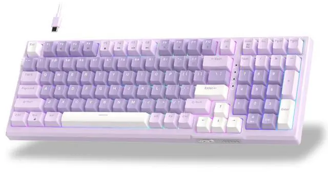 Alt view image 7 of 7 - SKY98 Mechanical Gaming Keyboard, 96% Gasket Hot Swappable Wired Custom Creamy Keyboard with 5-Layer Sound Dampening, RGB Backlit, NKRO for Win/Mac (Violet, Violet Switch)