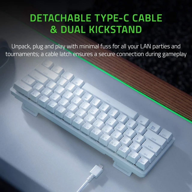 Alt view image 4 of 6 - Huntsman Mini 60% Gaming Keyboard, Linear Optical Switches, White | Aluminum Top Frame, Chroma RGB Lighting, PBT Keycaps, Onboard Memory, Snap Tap