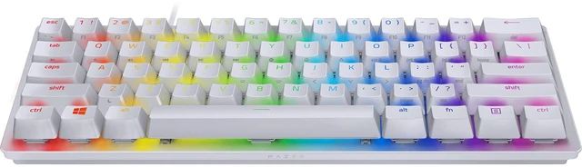 Main image of Razer Huntsman Mini 60 Percent Wired Optical Clicky Switch Gaming Keyboard with Chroma RGB Backlighting, PBT Keycaps, Mechanical Keyboards for PC Gaming Computer, Mercury White