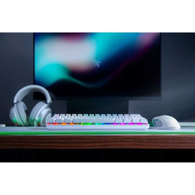 Alt view image 7 of 7 - Razer Huntsman Mini 60 Percent Wired Optical Clicky Switch Gaming Keyboard with Chroma RGB Backlighting, PBT Keycaps, Mechanical Keyboards for PC Gaming Computer, Mercury White
