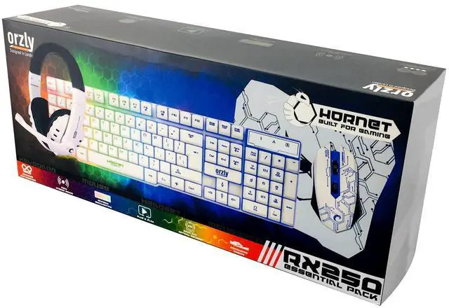 Alt view image 2 of 7 - Gaming Keyboard and Mouse and Gaming Headset & Mouse Pad, Wired LED RGB Backlight Bundle for PC Gamers Users - 4 in 1 White Edition Hornet RX-250