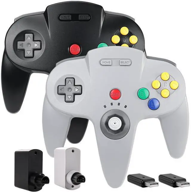 Main image of 2.4 GHz Wireless N64 Switch Online Controller, USB Receiver & N64 Receiver, Compatible with Windows PC iOS Mac Raspberry Pi, N64 / Switch Online/NSO - (Rechargeable) (Plug and Play) (2 Pack)