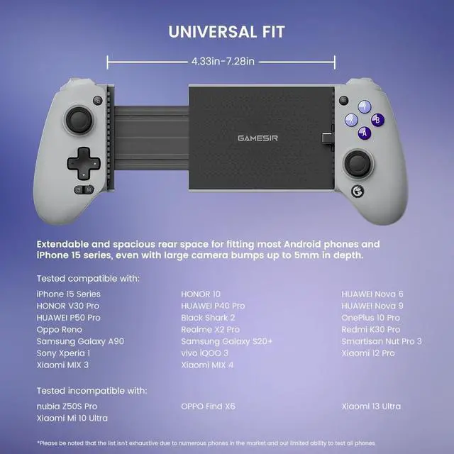 Alt view image 3 of 7 - G8 Galileo Type-C Mobile Gaming Controller for Android & iPhone 15 Series (USB-C), Plug and Play Gamepad with Hall Effect Joysticks/Hall Trigger, 3.5mm Audio Jack