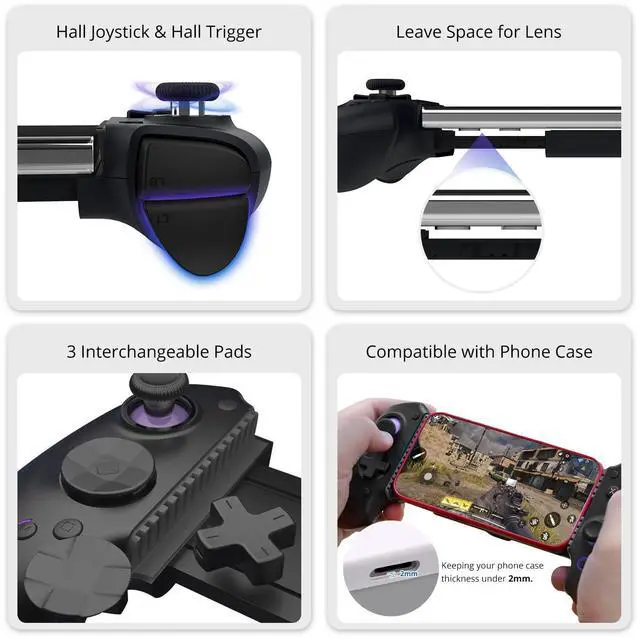 Alt view image 4 of 7 - S9 Full-Size Gaming Phone Controller for iPhone 15/16, iPad Mini 6/7, Android Tablet, BluetoothType-C Mobile Gamepad with Free Key MappingApp, for Genshin Impact & Zenless Zone Zero, Hall Joystick