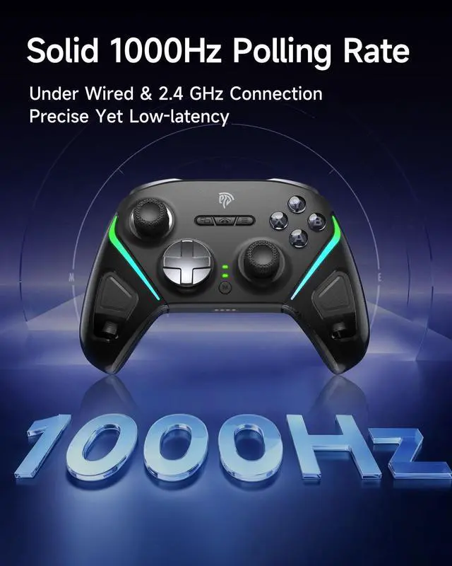 Alt view image 7 of 7 - D10 Wireless Game Controller TMR Anti-Drift Joysticks, Dual-Mode Triggers, 1000Hz Polling, Mechanical Buttons, RGB Bluetooth Gamepad for PC/Switch/Switch2/iOS/Android with Charging Dock