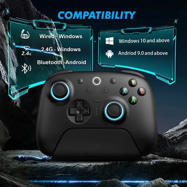 Alt view image 3 of 7 - 8BitDo Ultimate 2 Wireless Controller, Game Gamepad for PC Android Steam Deck with TMR Joysticks, Switchable Hall Effect/Tactile Triggers, RGB Fire Ring, PC Steam Gamer Gift