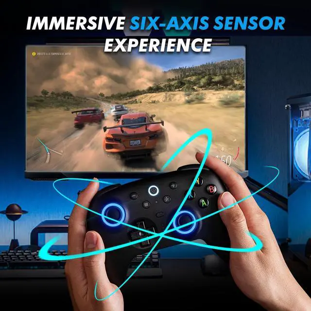 Alt view image 6 of 7 - 8BitDo Ultimate 2 Wireless Controller, Game Gamepad for PC Android Steam Deck with TMR Joysticks, Switchable Hall Effect/Tactile Triggers, RGB Fire Ring, PC Steam Gamer Gift