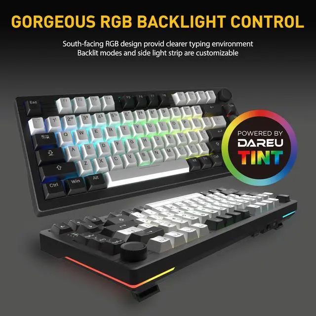 Alt view image 2 of 7 - EK75PRO Wireless 75% RGB Hot-Swappable Mechanical Gaming Keyboard with Knob,2.4Ghz/BT5.1/USB-C Connectivity, 81 Keys Gasket Mount, PBT Keycaps&Linear Dream Switch for Win/MAC