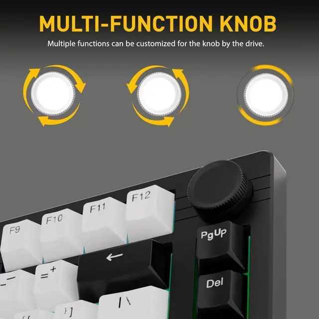 Alt view image 6 of 7 - EK75PRO Wireless 75% RGB Hot-Swappable Mechanical Gaming Keyboard with Knob,2.4Ghz/BT5.1/USB-C Connectivity, 81 Keys Gasket Mount, PBT Keycaps&Linear Dream Switch for Win/MAC