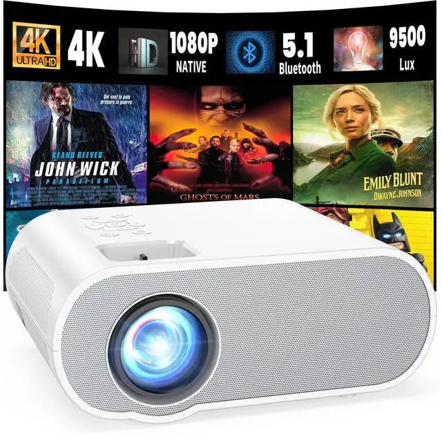 Main image of Projector, Native 1080P Full HD Bluetooth Projector with Speaker, Outdoor Portable Movie Mini Projector Compatible with Laptop, Smartphone, TV Stick, Xbox, PS5