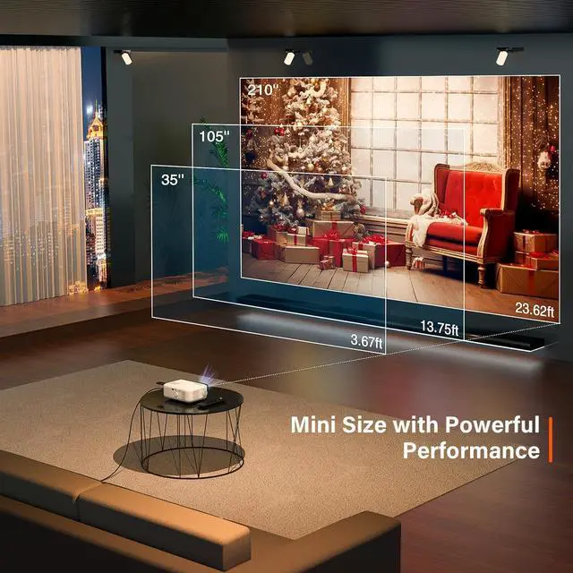 Alt view image 3 of 7 - Mini Projector,  1080P Full HD Supported Video Projector, Portable Outdoor Home Theater Movie Projector, 50% Zoom, Compatible with HDMI, USB, AV, Smartphone/Tablet/Laptop (Small Projector)