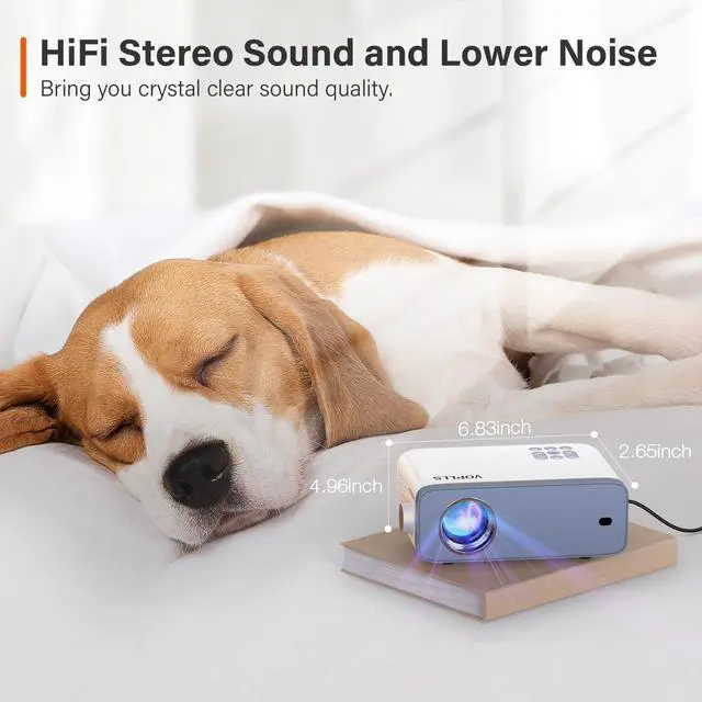Alt view image 7 of 7 - Mini Projector,  1080P Full HD Supported Video Projector, Portable Outdoor Home Theater Movie Projector, 50% Zoom, Compatible with HDMI, USB, AV, Smartphone/Tablet/Laptop (Small Projector)