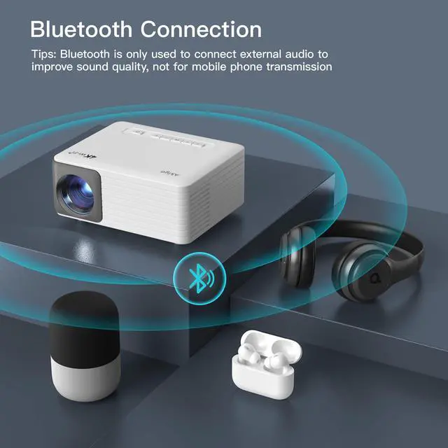 Alt view image 3 of 7 - Mini Projector with WiFi and Bluetooth, 1080P Supported Projector with Projector Stand, Portable Movie Projector for Home Theater/Outdoor, Compatible with iOS/Android/Laptop/TV Stick/HDMI/PS5