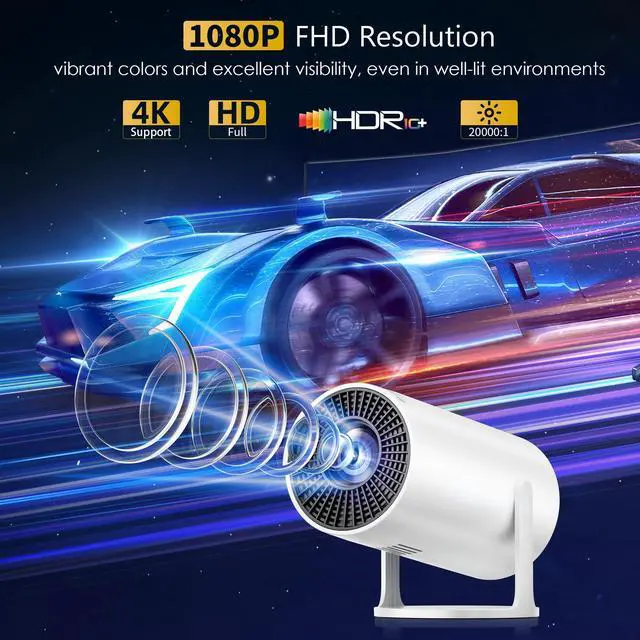 Alt view image 2 of 7 - Mini Projector Portable Proyector 4K Support, Full HD 1080P Small Projector with 270° Rotatable Stand, Movie Projector Compatible with TV Stick/Smartphone/HDMI/USB for Bedroom/ Outdoor Camping