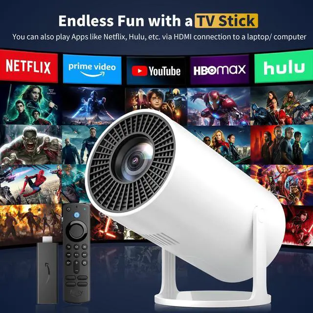 Alt view image 3 of 7 - Mini Projector Portable Proyector 4K Support, Full HD 1080P Small Projector with 270° Rotatable Stand, Movie Projector Compatible with TV Stick/Smartphone/HDMI/USB for Bedroom/ Outdoor Camping