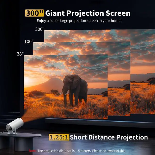 Alt view image 7 of 7 - Mini Projector Portable Proyector 4K Support, Full HD 1080P Small Projector with 270° Rotatable Stand, Movie Projector Compatible with TV Stick/Smartphone/HDMI/USB for Bedroom/ Outdoor Camping