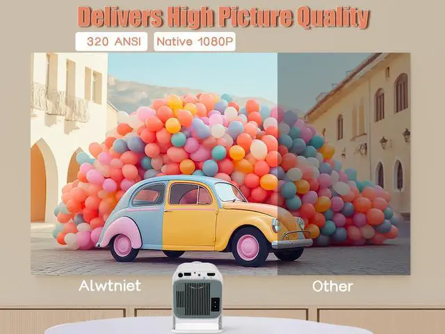 Alt view image 2 of 7 - [Netflix Licensed] Smart Mini Projector 320ANSI Native 1080P 4K Support with Official Apps, Portable Projector with WiFi and BT for Home Theater/Outdoor/Bedroom HY320 NTV