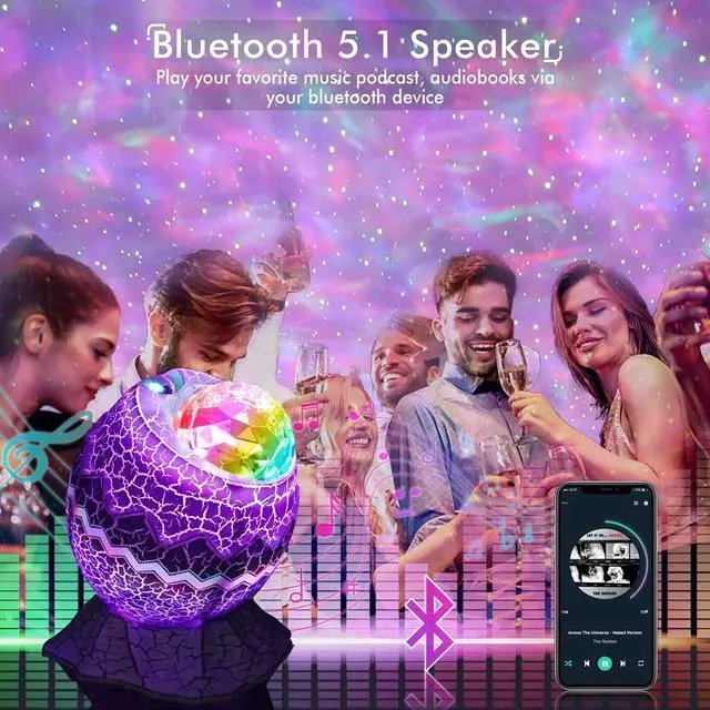 Alt view image 3 of 7 - Star Projector, Galaxy Projector LED Lights for Bedroom, App Control Projector with Bluetooth Speaker and White Noise, Night Light for Kids Adults, Christmas, Party, Ceiling, Room Decor