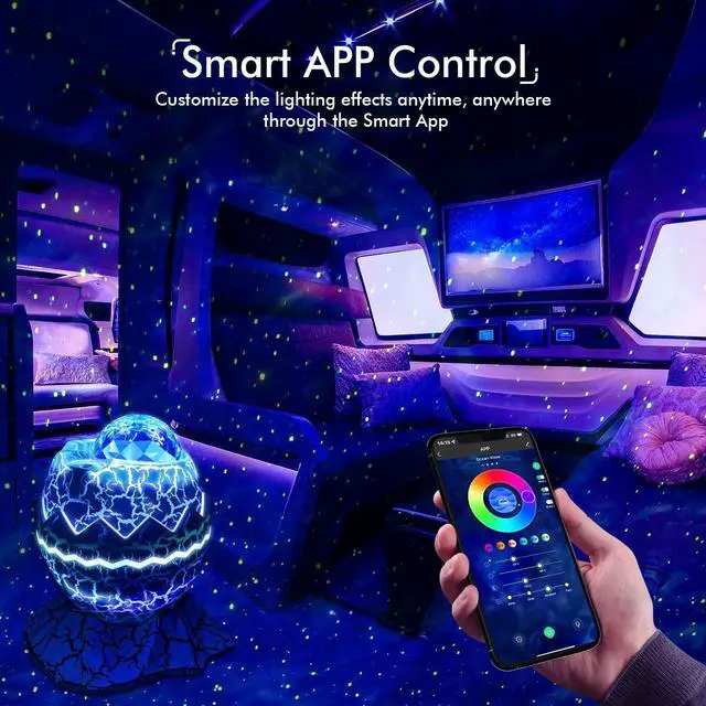 Alt view image 6 of 7 - Star Projector, Galaxy Projector LED Lights for Bedroom, App Control Projector with Bluetooth Speaker and White Noise, Night Light for Kids Adults, Christmas, Party, Ceiling, Room Decor