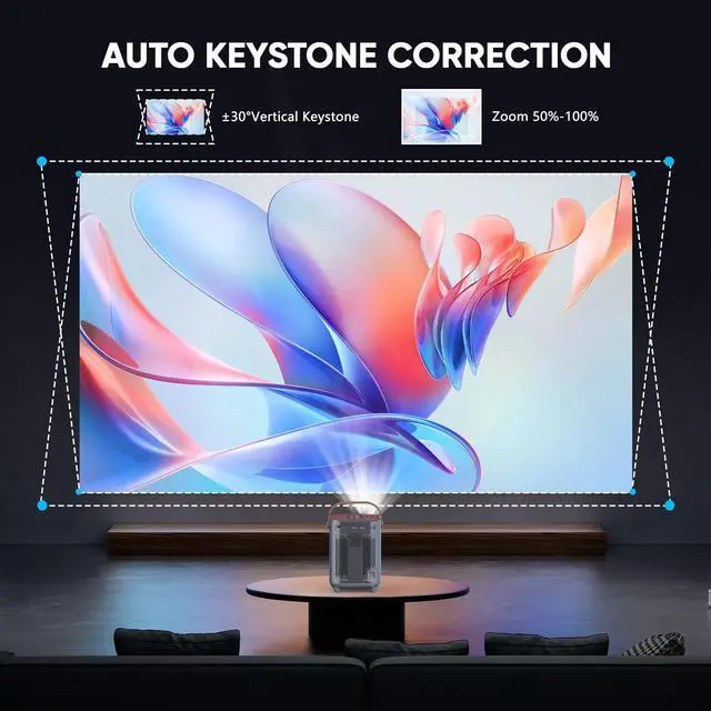 Alt view image 4 of 7 - Electric Focus & Auto Keystone Portable Projector with WiFi and Bluetooth, 1080P Projector with Zoom, Movie Projector for Phone/Laptop/TV Stick/HDMI/USB, Mini Projector for Bedroom or Outdoor