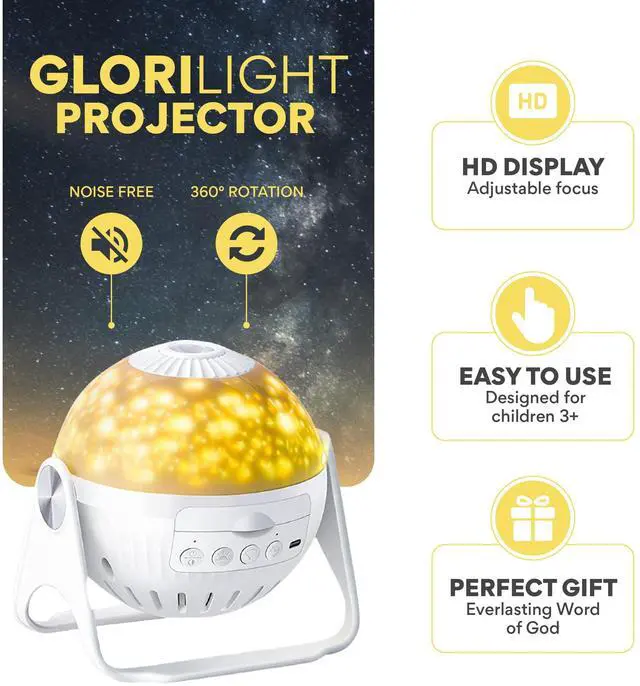 Alt view image 3 of 7 - HD Projector Night-Light Starter Set, Project Bible Verses on Walls or Ceilings, Includes 6 Interchangeable Discs, Help Children Live by The Truth of Gods Word, Bible Education for Kids